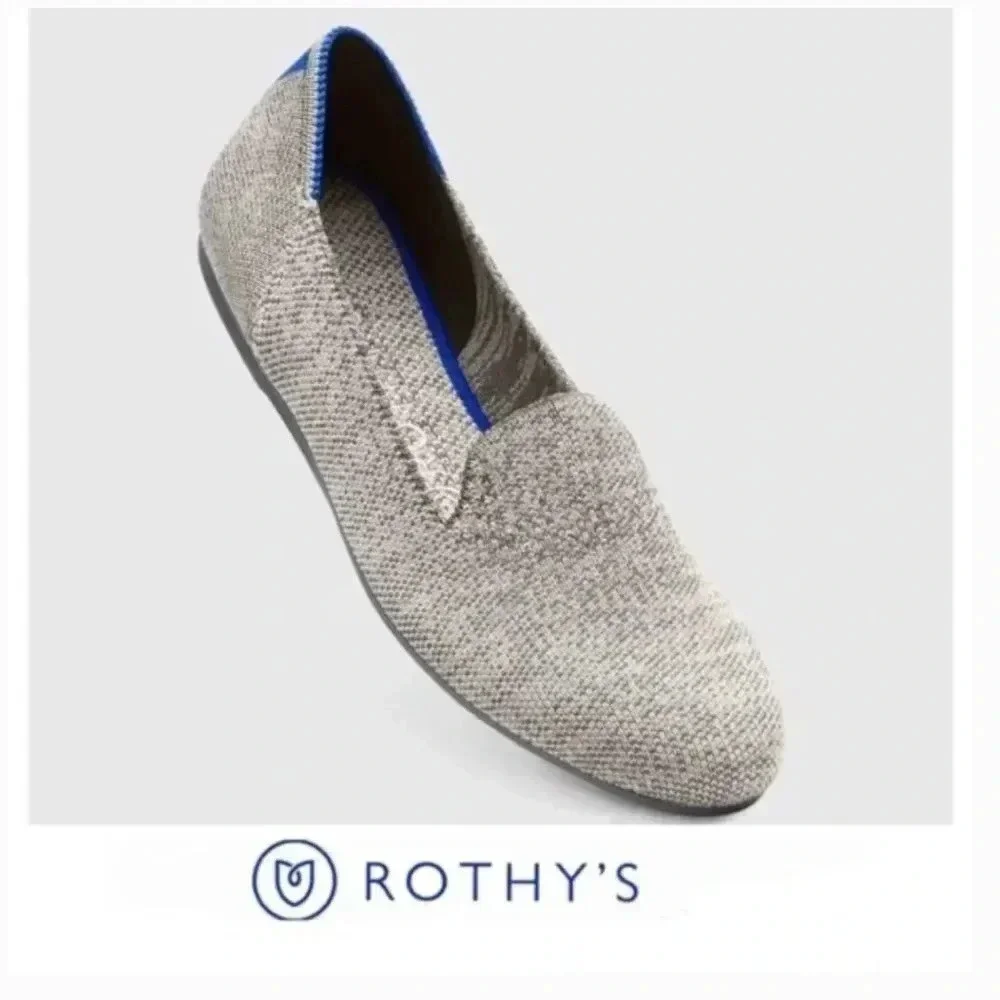 Rothy’s Taupe Heather Grey Blue Slip On Washable Loafers Shoes Size 8 - Picture 1 of 11